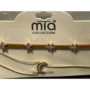 Mia Collection choker necklace stars moon fashion jewelry gold MDS6088 GG